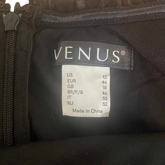 Venus Black Off Shoulder Ruffle Mesh Mini Dress Size 12 - Picture 4 of 4